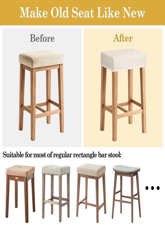 Klmnop مجموعة أغطية كراسي بار مستطيلة قابلة للتمدد والغسل من Klmnop، 4 قطع، مزودة بأربطة مطاطية، مناسبة لكراسي البار/كراسي المطبخ/كراسي جزيرة المطبخ/كراسي السرج (بيج) - Image 5